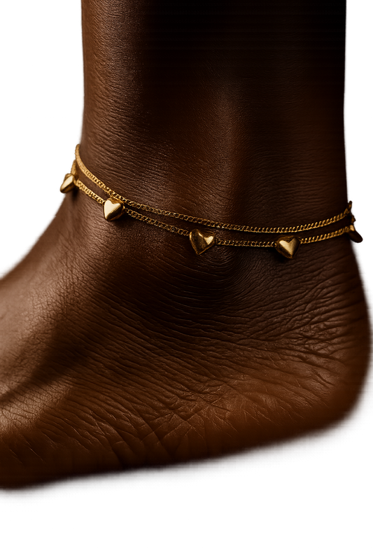 Golden Hearts Anklet – Layered Love Chain in Stainless Steel