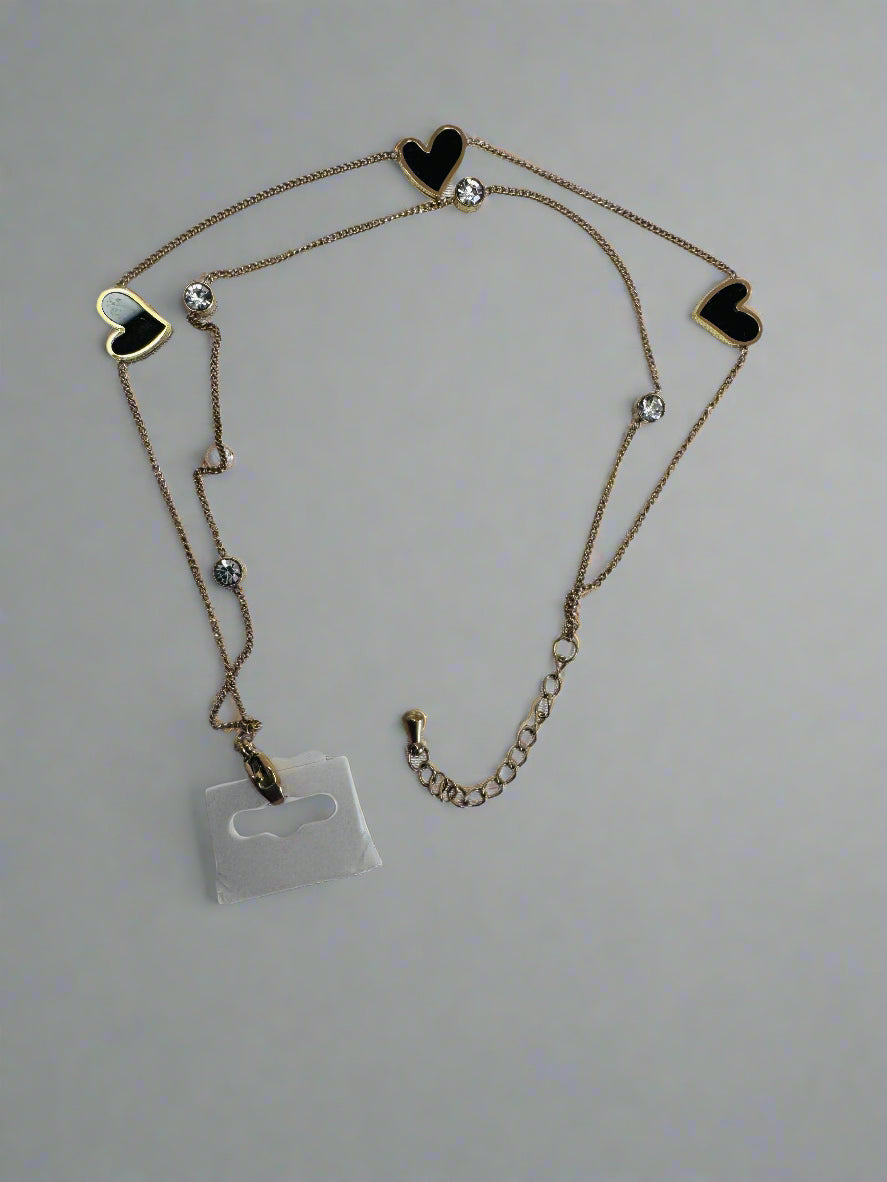 Heart Charm Anklet | Double-Layer Chain with Crystal & Enamel Hearts