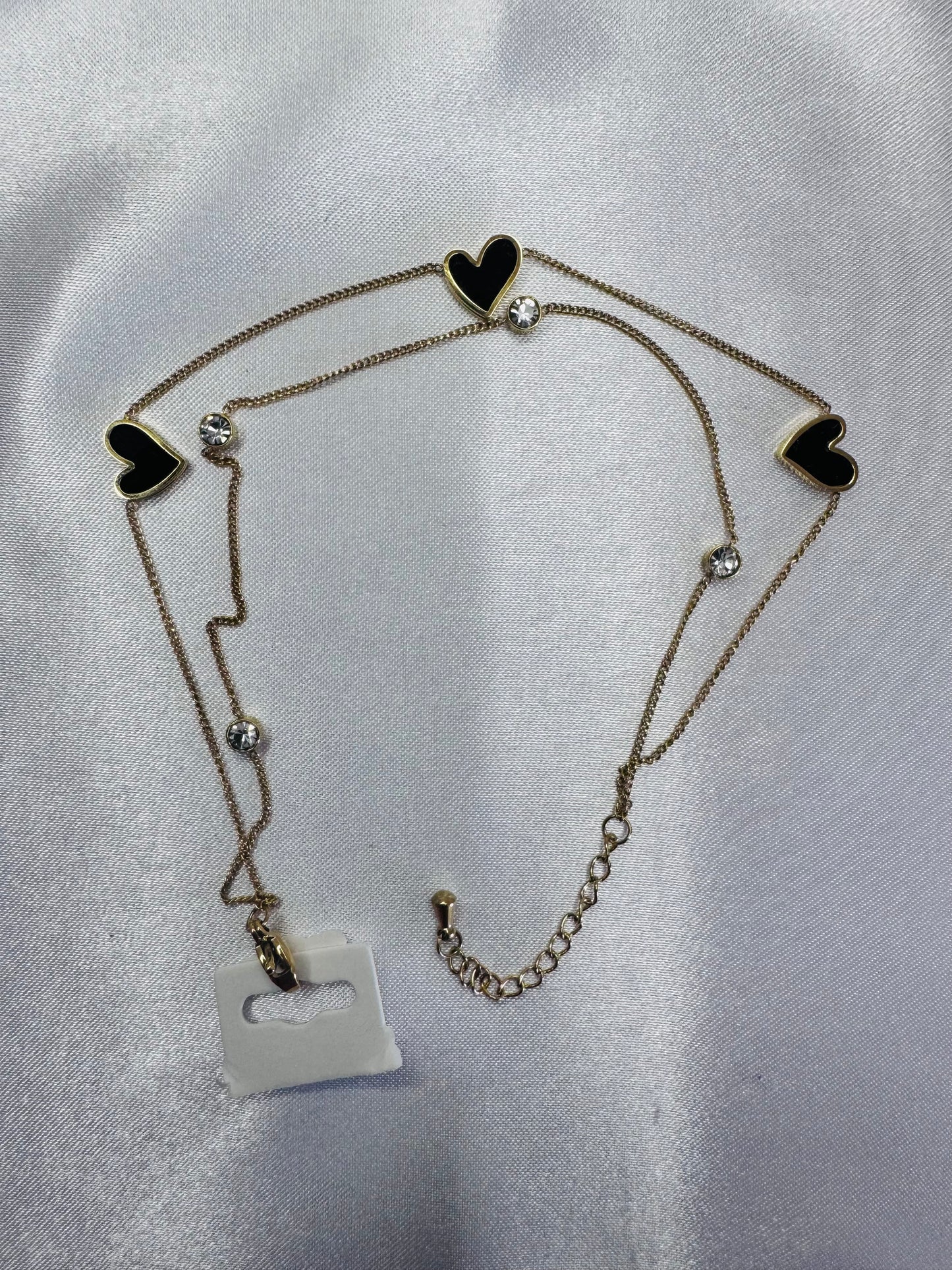 Heart Charm Anklet | Double-Layer Chain with Crystal & Enamel Hearts