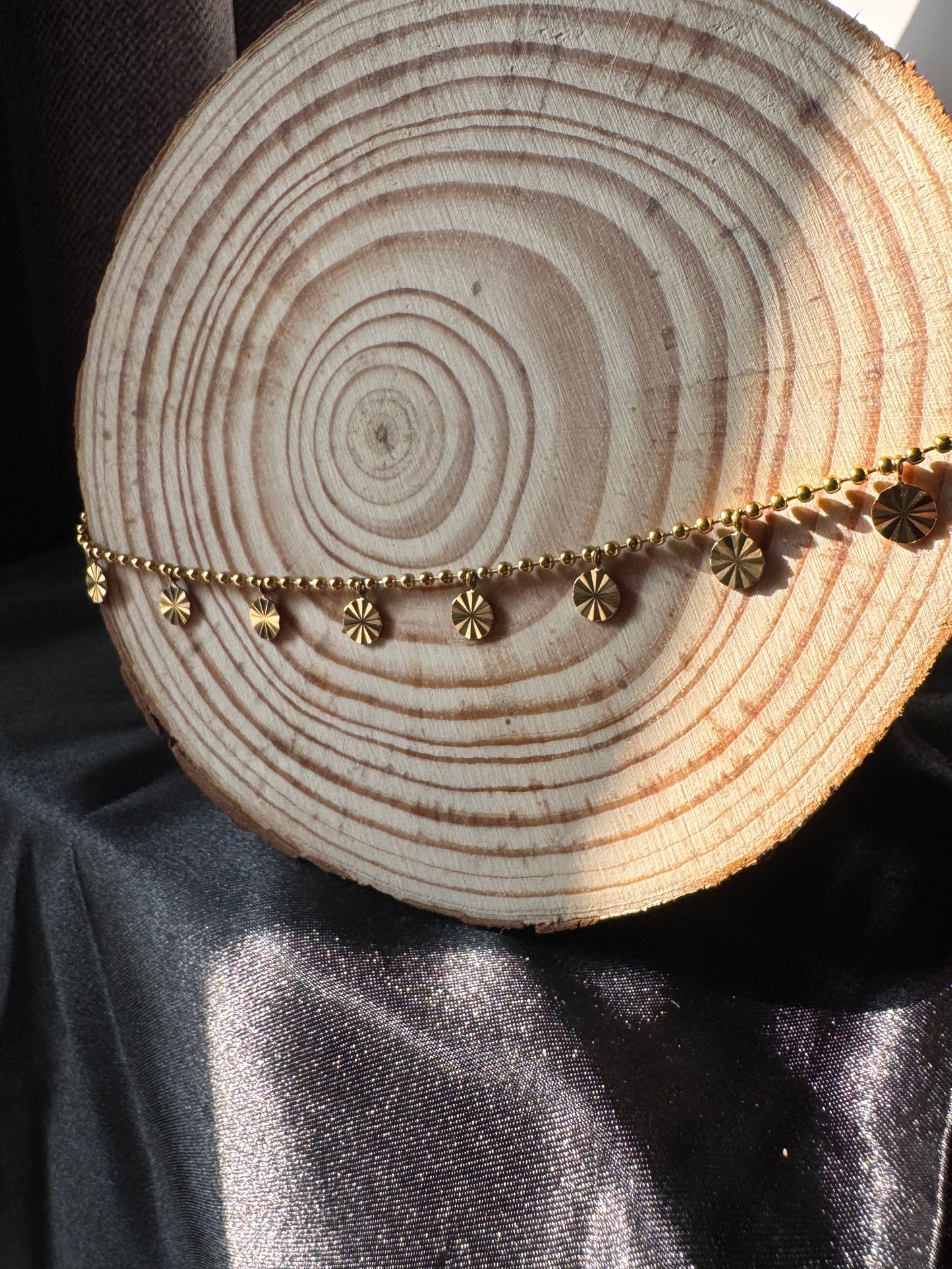 Gold Disc Charm Anklet | Radiant Everyday Jewelry by Thyadin Livings