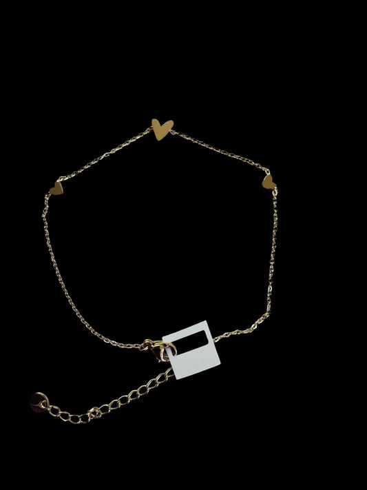 Triple Heart Anklet – Gold Stainless Steel