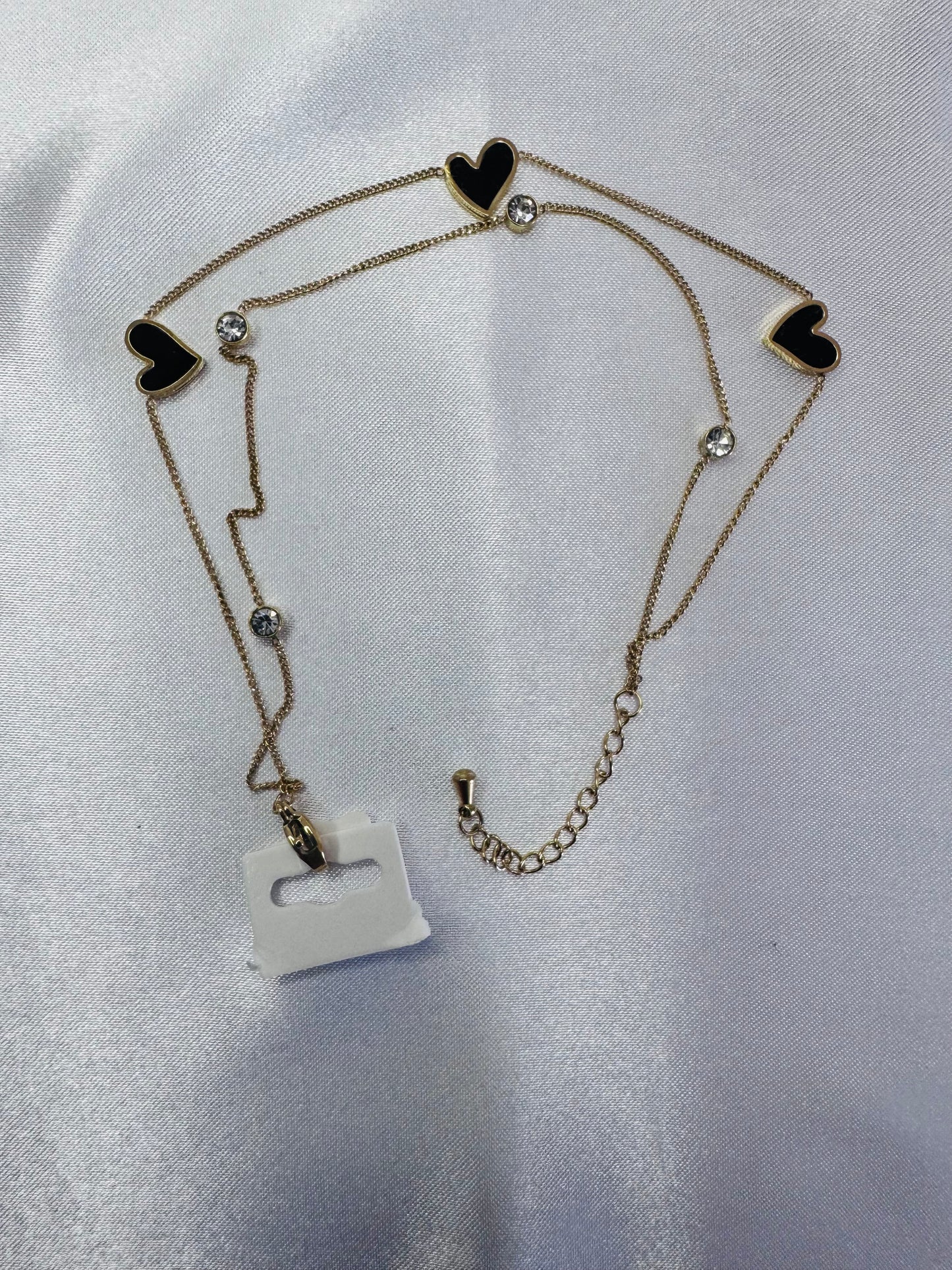 Heart Charm Anklet | Double-Layer Chain with Crystal & Enamel Hearts
